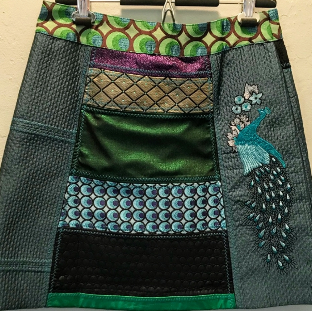 Desigual Galactic Tour patchwork A line mini skirt - Picture 3 of 8